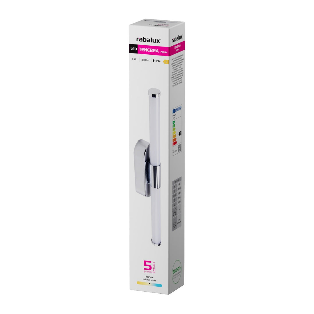 Tenebra beltéri falilámpa, LED 6 W, 730 lm, 4000 K, hossz: 40 cm, IP44, króm, 75094