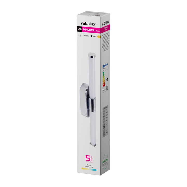 Tenebra beltéri falilámpa, LED 6 W, 730 lm, 4000 K, hossz: 40 cm, IP44, króm, 75094