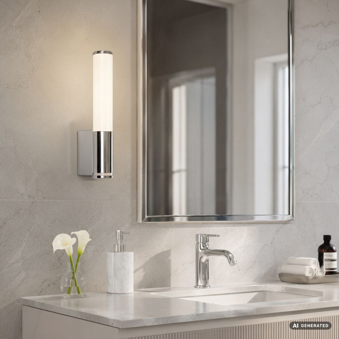 Tenero beltéri falilámpa, LED 6 W, 4000 K, 600 lm, magasság 29 cm, króm, IP44, 75100