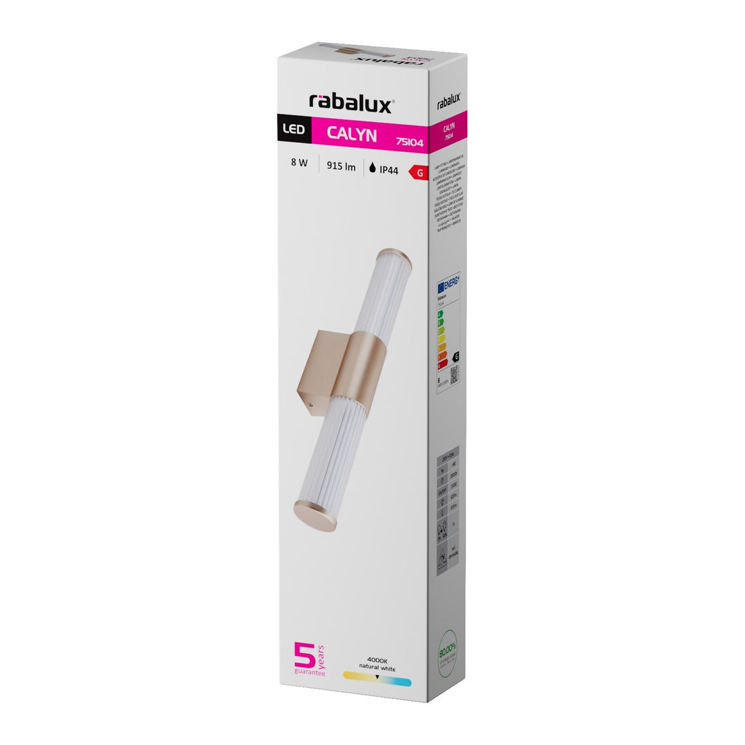 Fürdőszobai falilámpa, Calyn, LED 8 W, 4000 K, 620 lm, hosszúság 40 cm, arany színű, IP44, 75104