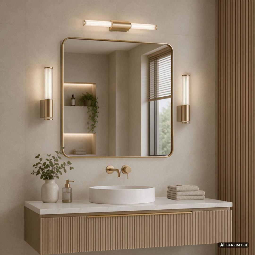 Fürdőszobai falilámpa, Calyn, LED 8 W, 4000 K, 620 lm, hosszúság 40 cm, arany színű, IP44, 75104