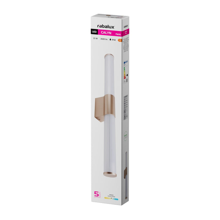 Fürdőszobai falilámpa, Calyn, LED 15 W, 4000 K, 1450 lm, hosszúság 60 cm, arany színű, IP44, 75105