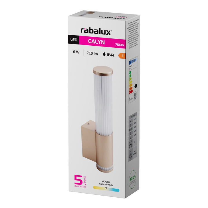 Fürdőszobai falilámpa, Calyn, LED 6 W, 4000 K, 530 lm, magasság 29 cm, arany színű, IP44, 75106