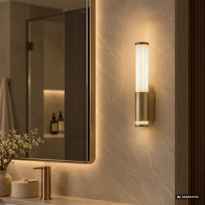 Fürdőszobai falilámpa, Calyn, LED 6 W, 4000 K, 530 lm, magasság 29 cm, arany színű, IP44, 75106