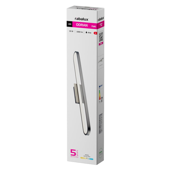 Fürdőszobai falilámpa, Odran, LED 18 W, 1350 lm, 4000 K, hossz: 60 cm, gunmetal, IP44, 75115