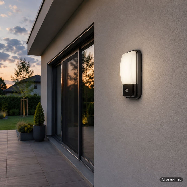 Külső falilámpa, Matzen, LED 20 W, 1860 lm, 4000 K, magasság 30 cm, IP65, fekete, PIR-érzékelővel, 77233