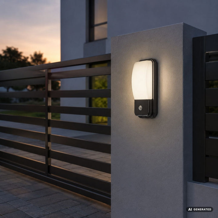 Külső falilámpa, Matzen, LED 20 W, 1860 lm, 4000 K, magasság 30 cm, IP65, fekete, PIR-érzékelővel, 77233
