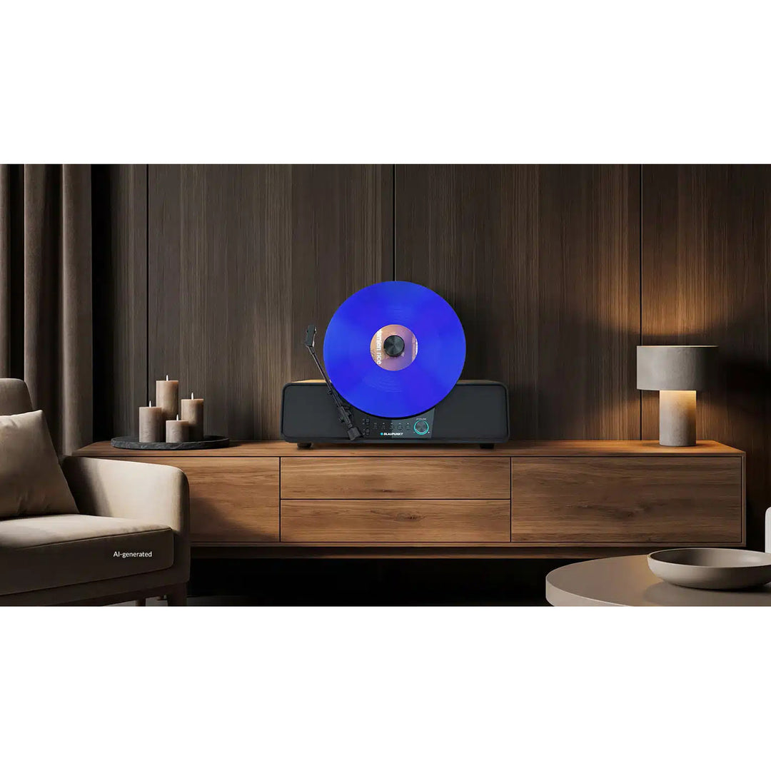 Blaupunkt automatikus lemezjátszó, függőleges kivitel, BT, USB, Audio-Technica hangszedővel, 7" és 12" lemezek lejátszására alkalmas, Varsovia VT200BT