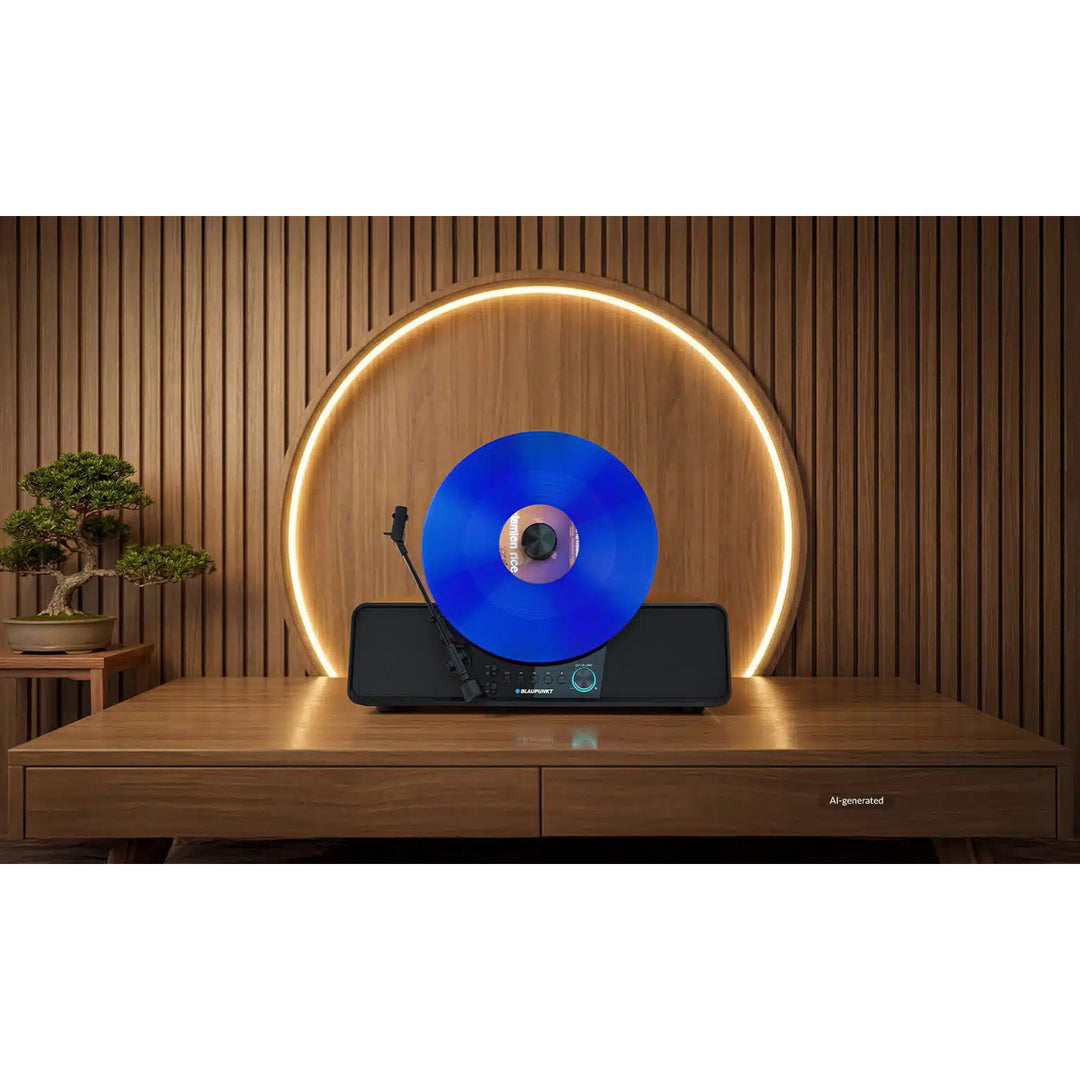 Blaupunkt automatikus lemezjátszó, függőleges kivitel, BT, USB, Audio-Technica hangszedővel, 7" és 12" lemezek lejátszására alkalmas, Varsovia VT200BT