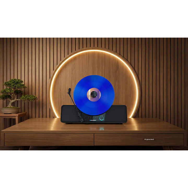 Blaupunkt automatikus lemezjátszó, függőleges kivitel, BT, USB, Audio-Technica hangszedővel, 7" és 12" lemezek lejátszására alkalmas, Varsovia VT200BT