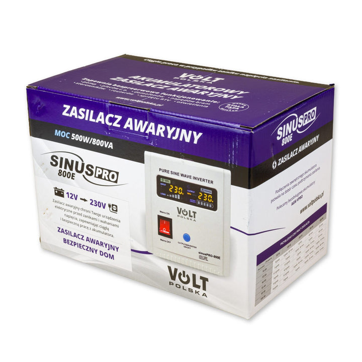 Sinus Pro 800 E vészáramellátó, 12/230 V, állandó teljesítmény 500 W, teljes teljesítmény 800 VA, 3SP080012E