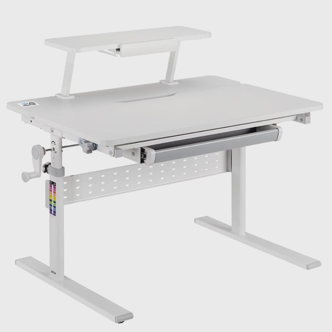Ergo Office gyermek íróasztal, állítható magasságú, szürke, max 40kg,900x600mm, ER-483