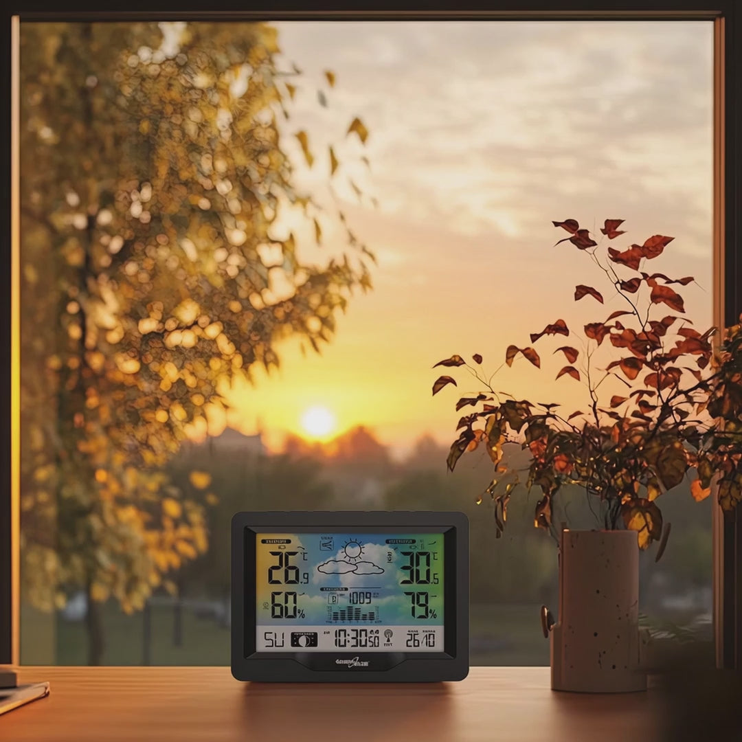 Időjárás állomás GreenBlue GB540N vezeték nélküli színes DCF holdfázis barométer naptár