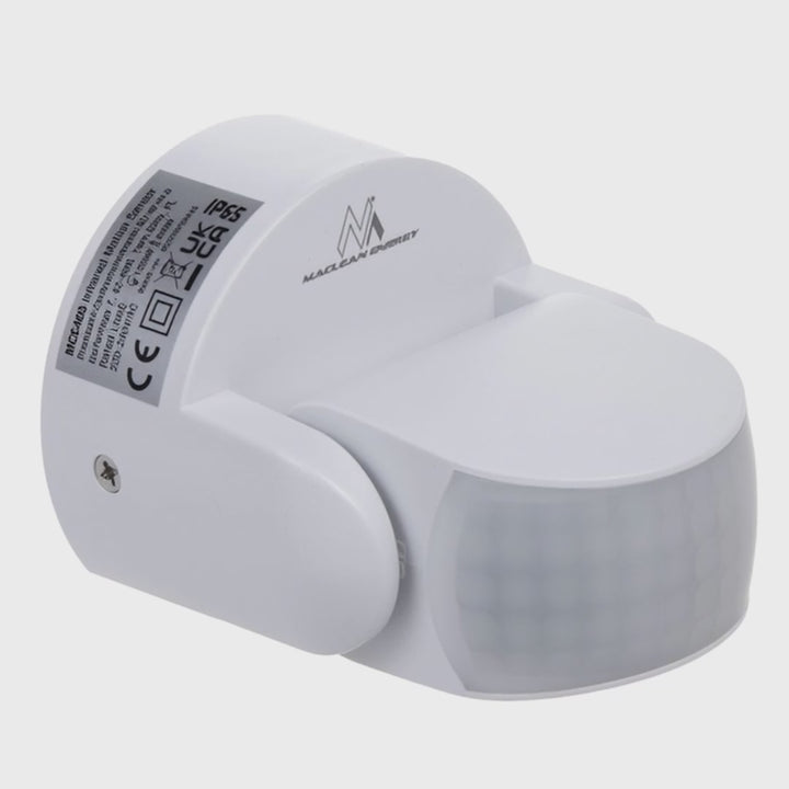 Maclean PIR mozgásérzékelő, infravörös, IP65, fehér, hatótávolság 12 m, max. terhelés 600/1200 W, MCE468 W